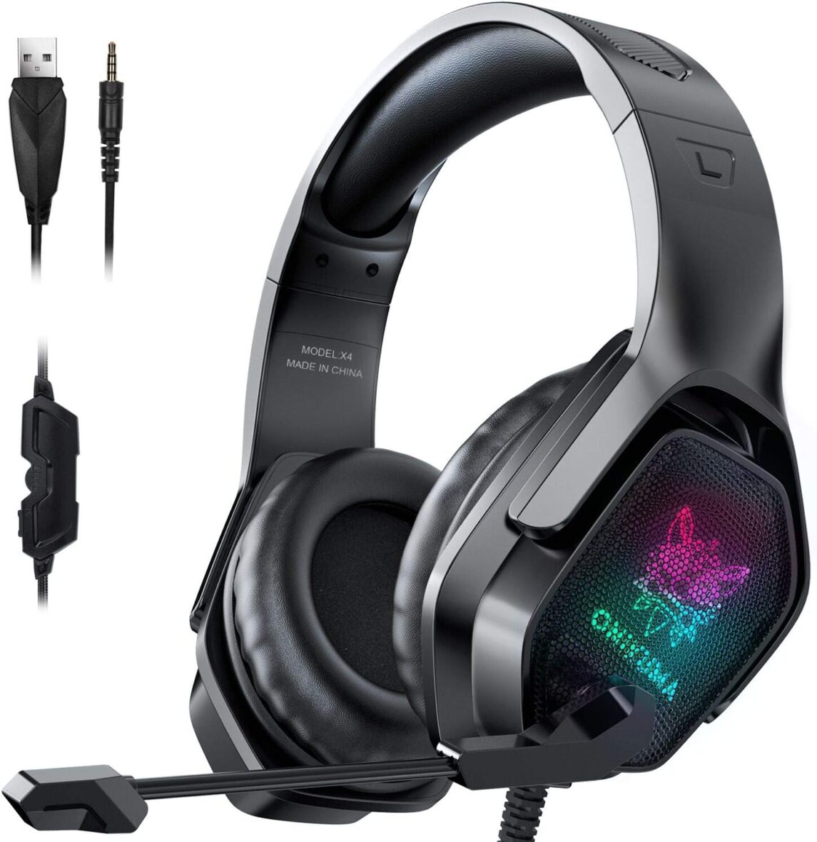 Casque de jeu ONIKUMA X4 avec Microphone Lumiere LED pour PS4 Xbox One PC Stéréo